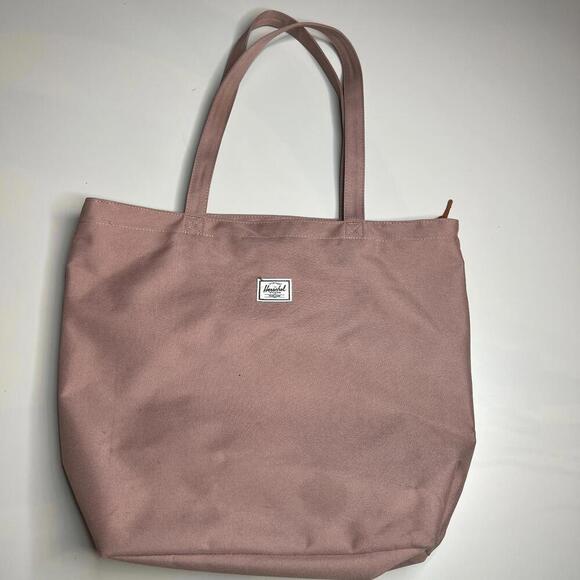 Herschel Supply Co. Tote Bag Pink Rose Canvas Shopper Zip Top Logo Patch - Picture 1 of 10